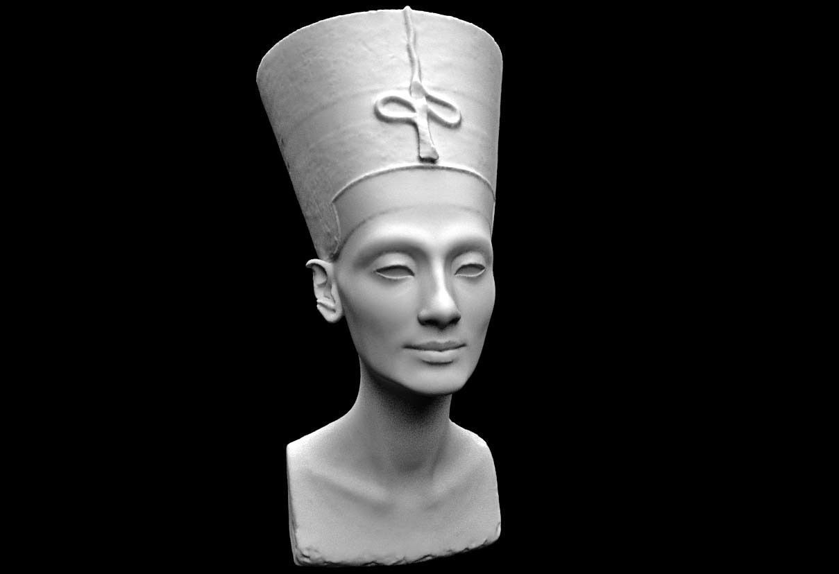 ägyptisch königin nofretete pharao uralt ägypten frau skulptur büste kalkstein museum geschichte porträt profil kopf zbrush weiblich kunst skulpturen statue 3D print model - Mito3D