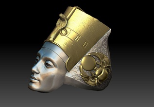 egipcio reina nefertiti anillo neferneferuaten egipto antiguo arqueología museo cleopatra esfinge faraón joyería dios diosa oro joya pirámide anillos 3d print model - Mito3D