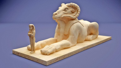 égyptien ram headed sphinxes statue ram tête egypte grès karnak l'histoire archéologie art sculptures 3d print model - Mito3D