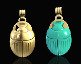 egiziano scarabeo pendente stl stampabile gioielleria ciondoli oro argento platino animale sterlina moda 3d uomini donne turchese faraone 3d print model - Mito3D