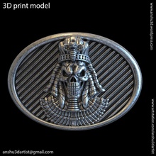 egyptian skull vol1 belt buckle relief biker gothic punk cnc fashion accessories jewel ornament metal ancient medieval celtic fantasy snake clothing belts molle patch 3d print model - Mito3D