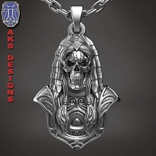 egyptian women skull v1 pendant jewelry jewel jewellery biker fashion riders punk jewelri angry ancient medieval horror helloween creature celtic religious mythical fantasy fictional girl pendants 3d print model - Mito3D
