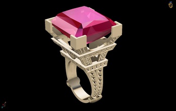 eiffel tower ring 3d model stl rubí anillo in oro torre 3dmodel joyería brillante joya anillos 3d print model - Mito3D