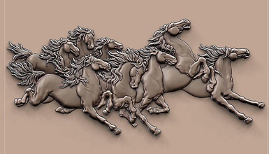 eight horses version 2 art sculptures horse decoration carved print3d 3d print model - Mito3D