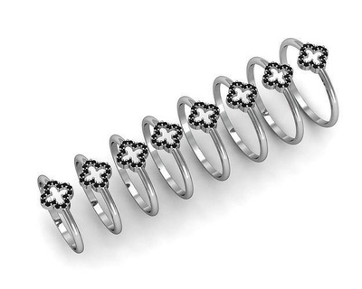 eight rings clover jewelry diamonds accessory silver printable platinum gem gold diamond ring shining brand chain fashion beauty brillant apparel sterling jewel set 3d print model - Mito3D