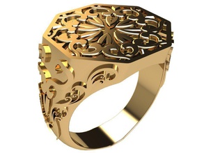 otto lati volto ad anello con castone gioielli vecchio stile sigillo armeno ornamenti ridimensionabile maschio anelli argento uomini stampabile abbigliamento 3d print model - Mito3D