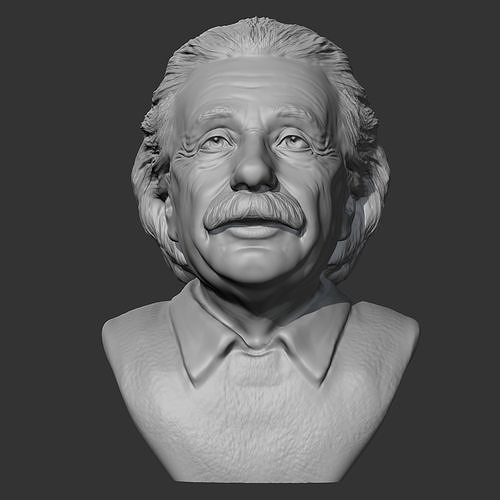 einstein 3d print model bust of albert character people human head portrait figure man face statue sculpture art sculptures 3D print model - Mito3D