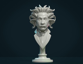 einstein buste sculpture art statue science scientifique relativité portrait sculptures albert 3d print model - Mito3D