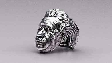 einstein ring silver character genious people statue sterling printable jewellery art portrait jewel man sculpture miniature preschool famous jewelry rings 3d print model - Mito3D