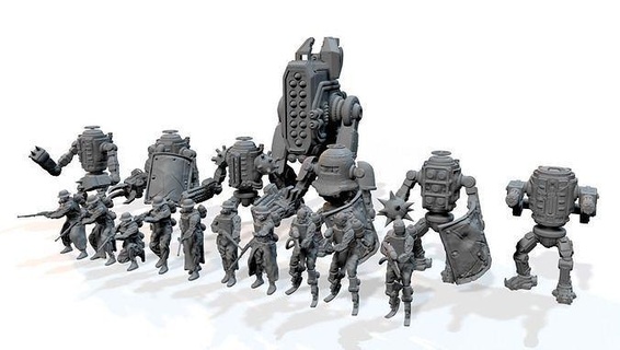 eisenmann mech infantry collection 2 - cizjut war army robot military character combat future sci fi alt history tabletop boardgame wargame miniature trench mechanical games toys board 3d print model - Mito3D