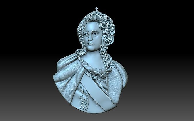 ekaterina queen elizabeth relief cnc bas figurine bust portrait statue politican art 3D print model - Mito3D