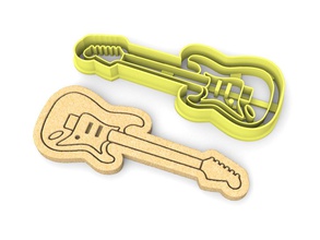 electric guitar cookie cutter music biscuit baked baking dining protonik cookies house kitchen 3d print model - Mito3D