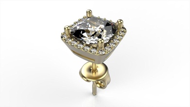 elegance stud earrings jewelry gold gem diamond 3d print model - Mito3D