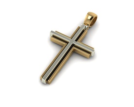 elegance unisex golden cross gold 3d simple gift 3dcross jewelry pendant chain necklaces 3d print model - Mito3D