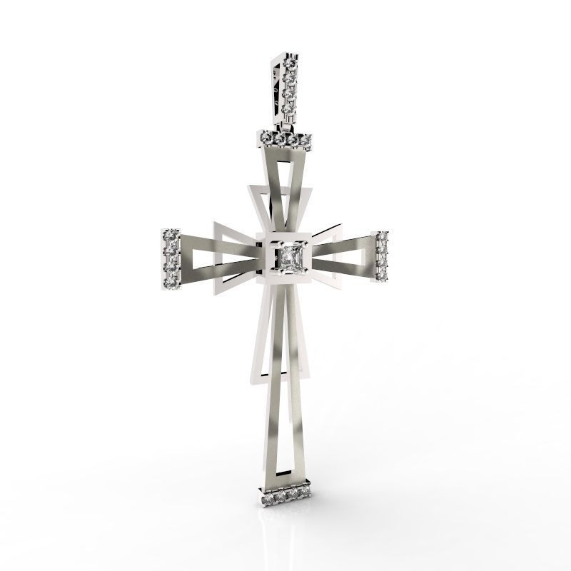 élégant classique crucifix pendentif bijoux collier mode beauté moderne diamant bague religiou objet imprimable catholicisme gemme or jésus bijou christian pendentifs 3D print model - Mito3D