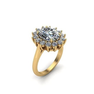 élégant engagement bague ovale centre Halo bijoux platine précieux gemme luxe argent imprimable mode or anneaux sterling diamant beauté brillant 3d print model - Mito3D