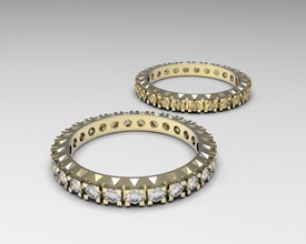 elegante eternidade anel de pequenos diamantes jóias a ruby esmeralda safira banda casamento moda printable vestuário luxo clássico prata ouro platina réplica copiar famosos empilhável anéis 3d print model - Mito3D