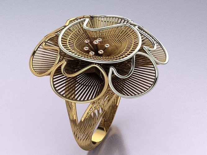 elegant Filigran Ring Schmuck Gold Sterling druckbar Silber Juwel Hochzeit Engagement drucken Ringe Türkisch Frau 18k 22k arab 3D print model - Mito3D