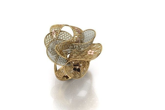 élégant filigrane bague bijoux or sterling imprimable argent bijou mariage engagement mode beauté vintag impression diamant goujat solitaire anneaux 3D print model - Mito3D