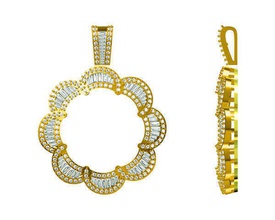 jcd format elegant flower shape baguette cut design pendants chokers charm necklace chains gold jewelry gemstone pendant brilliant necklaces 3d print model - Mito3D