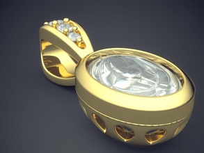 elegante glamour di cristallo del pendente 1637 gioielli oro gioiello anello anelli matrimonio fidanzamento diamante brillante cad gemma disco platino stampabile argento dettaglio il design ciondoli 3d print model - Mito3D