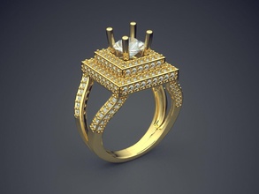 elegant luxuriös diamond ring frau gold juwel schmuck ring ringe hochzeit engagement diamant brillant cad platin druckbar silber design 3d print model - Mito3D