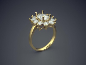 elegante e luxuoso de diamante anel mulheres jóias ouro jóia anéis casamento o engajamento brilhantes cad gem platina printable prata detalhe design 3d print model - Mito3D