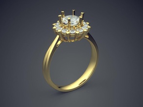 elegant luxurious minimal design diamond-ring engagement jewelry gold jewel jewellery ring rings wedding diamond brilliant cad gem platinum printable silver detail 3d print model - Mito3D