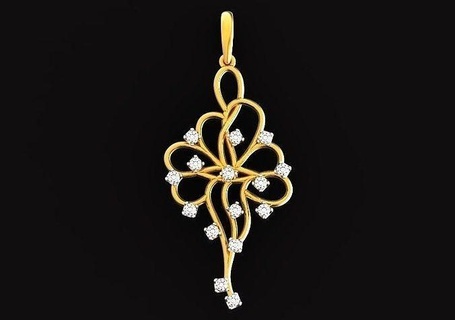 elegant pendant pattern stones 560 brilliant diamond gem gold jewelry 3d original classic ring graceful flower branches winter lace vintage pendants 3d print model - Mito3D