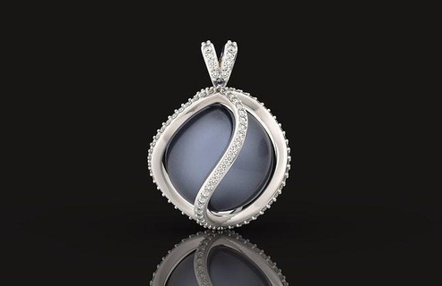 elegante pendente perle pietre 727 carina polpo palla gioielleria oro argento diamante mare oceano originale sera moda ciondoli 3d print model - Mito3D