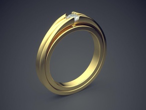 elegant petite diamond-ring engagement jewelry gold jewel jewellery ring rings wedding diamond brilliant cad gem platinum printable silver detail design 3d print model - Mito3D