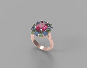 elegante anel joalheria prata imprimível platina gema brilhante ouro diamante esterlina noivado moda beleza argolas 3d print model - Mito3D