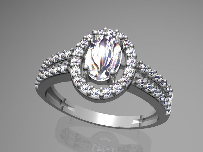 eleganter ring oval Diamant Schmuck Juwel engagement Edelstein emerald Hochzeit Ringe 3D print model - Mito3D