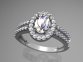 élégante bague ovale diamant bijoux de l'anneau joyau l'engagement pierre précieuse l'émeraude mariage les anneaux 3d print model - Mito3D