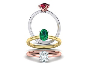 elegant solitaire ring 7x5mm oval stone claw setting jewelry four prong fashion engagement 7x5 stobe ruby emerald sapphire wedding usa canada europe forever love brilliant rings 3d print model - Mito3D