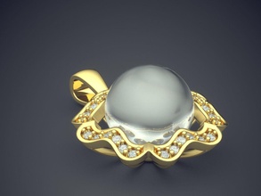 elegante de la vendimia perla-colgante compromiso joyería oro joya anillo los anillos boda el diamante brillante cad gem platino imprimible plata detalle diseño colgantes 3d print model - Mito3D
