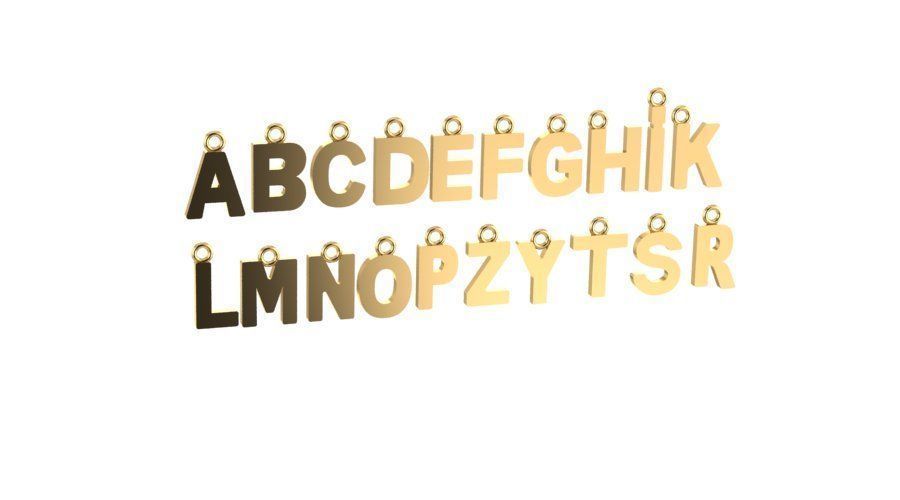 Elemente 0098 Brief Schmuck Gold Silber Zeichen Desktop Post Text disjunkt Halsketten 3D print model - Mito3D