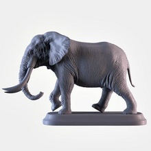 l'éléphant défenses animal afrique safari africain zoo nature miniature statue imprimable 3dprinter elefante mammifère argent or bague art sculptures 3d print model - Mito3D