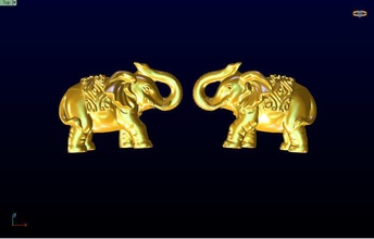 elephant gold stud earrings art jewelry printable platinum sterling silver 3d print model - Mito3D