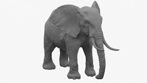elephant sculpture printable animal high poly stl art sculptures 3d print model - Mito3D