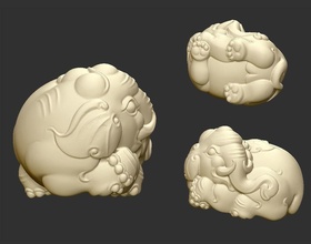 elefante dibujos animados lindo animal escultura Arte estatua molde decoración esculturas 3d print model - Mito3D