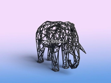 l'éléphant engrener câble art animal maillagewireart voronoi zoo amoureux animaux safari faune gardien coin filaire artiste présupporté présupport sculptures 3d print model - Mito3D