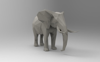 elephant 3d printable low-poly animals toys lowpoly games 3d print model - Mito3D