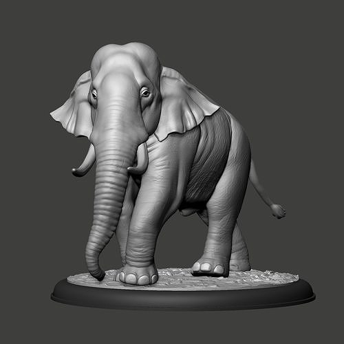 Elefant asiatisch Tier Säugetier realistisch Textur Tiere Skulptur Kunst Skulpturen Statue Stoßzahn Natur Kofferraum 3D print model - Mito3D