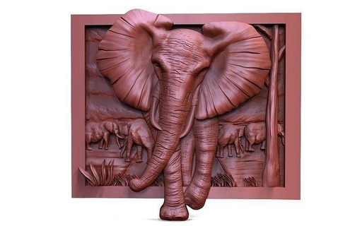 elefante cnc 3 arte alívio Artcam aspirar africano savana selvagem vida sinais logotipos 3d print model - Mito3D