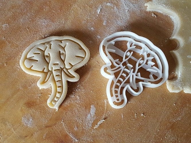 elefant plätzchen cutter tier afrika protonik lebkuchen küche backen bäckerei essen süss gebacken haus keks ingwer brot 3D print model - Mito3D