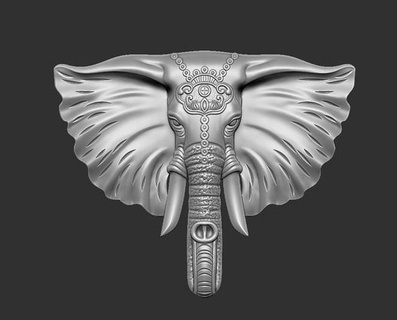 elephant head decoration ornate ornament statue sculpture animal relief cnc pendant jewel vertical art wild sculptures 3d print model - Mito3D