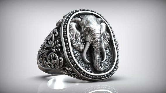 elephant head antique pattern men signet elephant animal nature safari african wild elephant head savannah antique pattern signet men ring ethnic vintage sculpture zoo africa printable big ring j3ds jewelry rings  3d print model - Mito3D