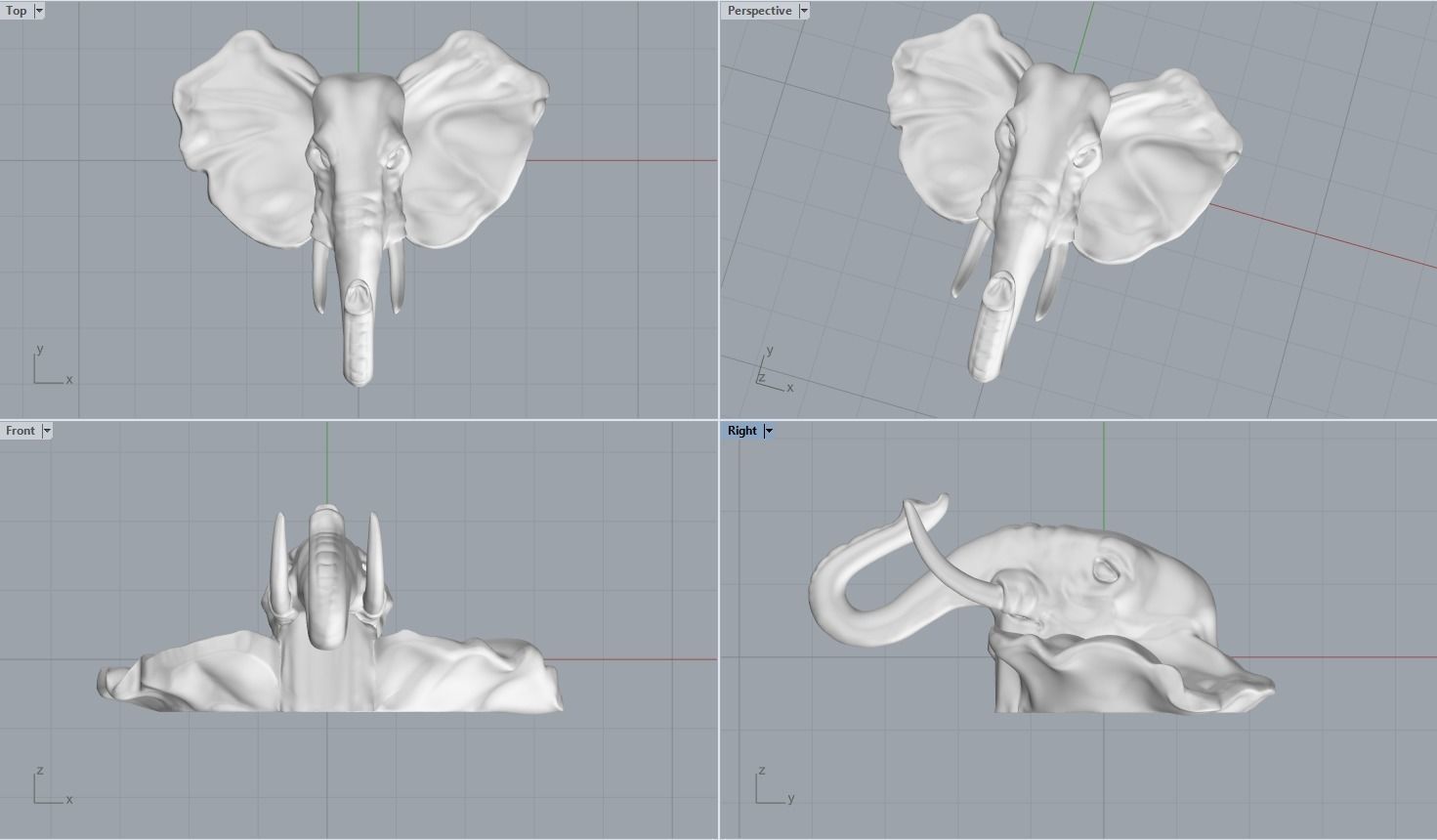 elephant head model jewelry design nature art furniture 3dprinting animal pendants 3D print model - Mito3D