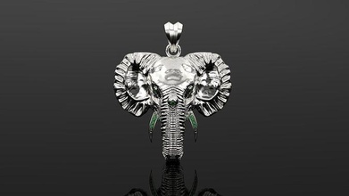 elefante testa solido diamante pendente fascino animale tronco Africa foresta oro argento ganesha natura selvaggio safari africano motociclista ossidare gioielleria ciondoli 3d print model - Mito3D